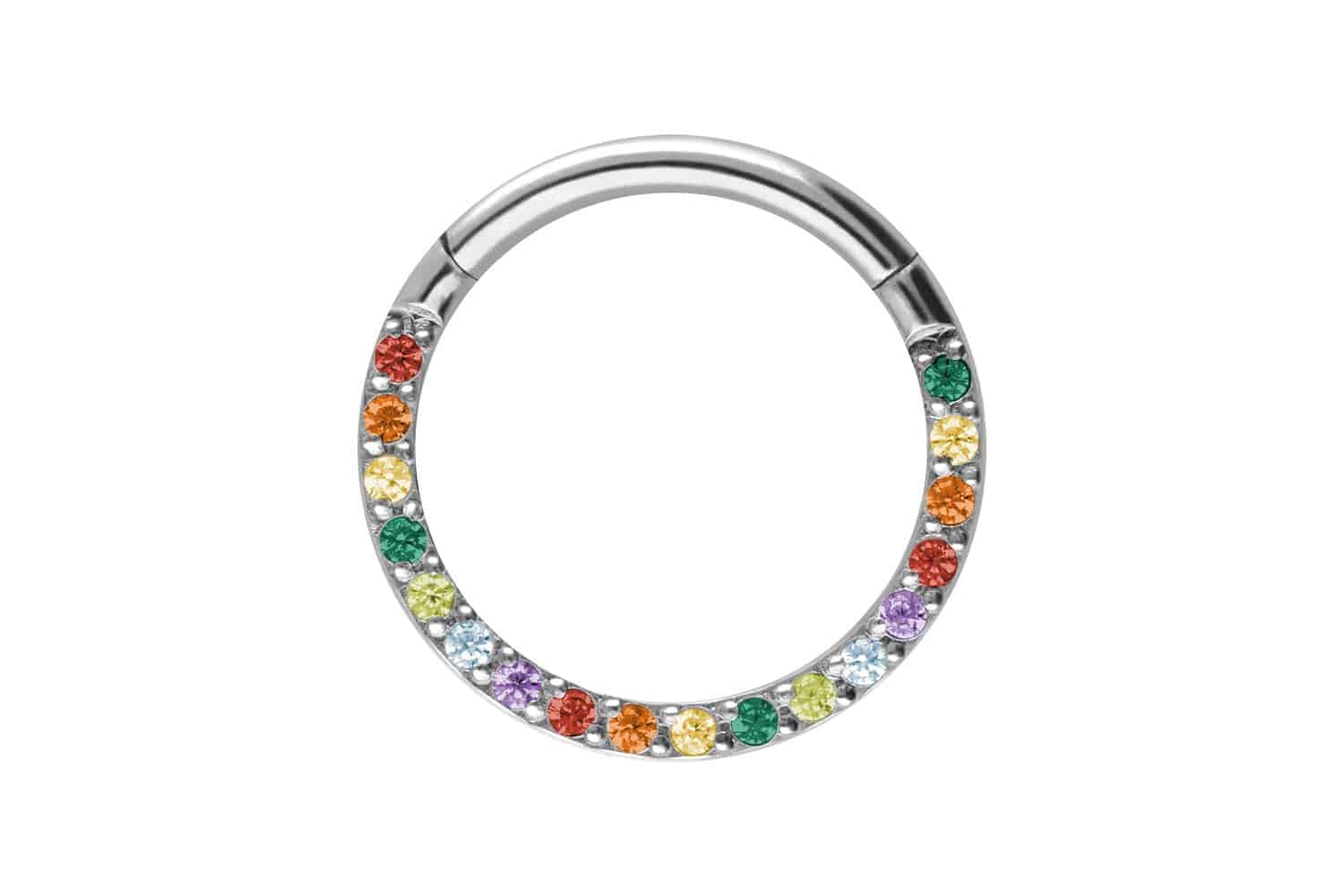 Titan Segmentring Clicker EINGEFASSTE BUNTE KRISTALLE